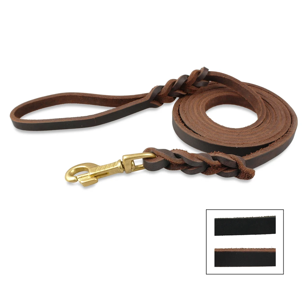 Real Leather Dog Leash K9 Dogs Long Leashes Braided Pet Walking