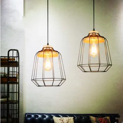

Wooden RH Loft Style Retro Industrial Lamp Lampe Vintage Pendant Lights Fixtures LED Edison Handing Light Lamparas
