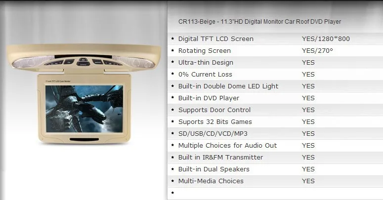 Flash Deal XTRONS Beige11.3"Digital car Monitor Flip down Car Roof DVD Player Overhead car Ceiling Monitor USB FM Game Disc +2 IR Headphone 0 Flash Deal XTRONS Beige11.3"Digital car Monitor Flip down Car Roof DVD Player Overhead car Ceiling Monitor USB FM Game Disc +2 IR Headphone 0