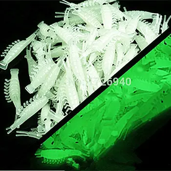 

KKWEZVA Each bag 100pcs 4cm Fishing lure shape like shrimp light will shine after the light bait grub artificial Trout crankbait