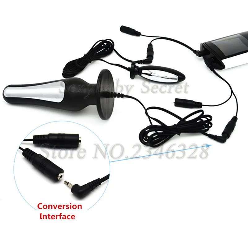  Cargador USB electrico choque doble enchufe Anal Electro choque Vagina Anus Buttplug Kit de juguete
