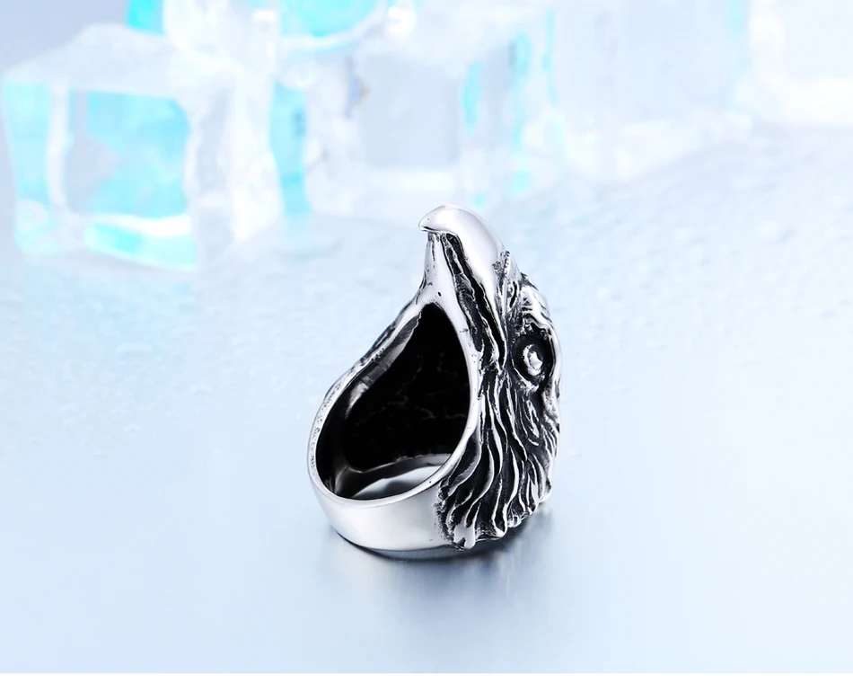 Drop Ship 316L Stainless Steel For Man High Quality Cool Punk Eagle Men's Animal Ring BR8-436