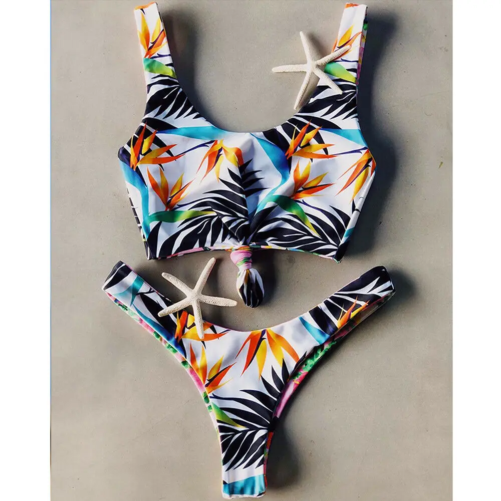 

IMCUTE Bandage Flower Brazilian Bikini Swimwear Summer Hot Women Two Piece Bathing Suit Swimsuit