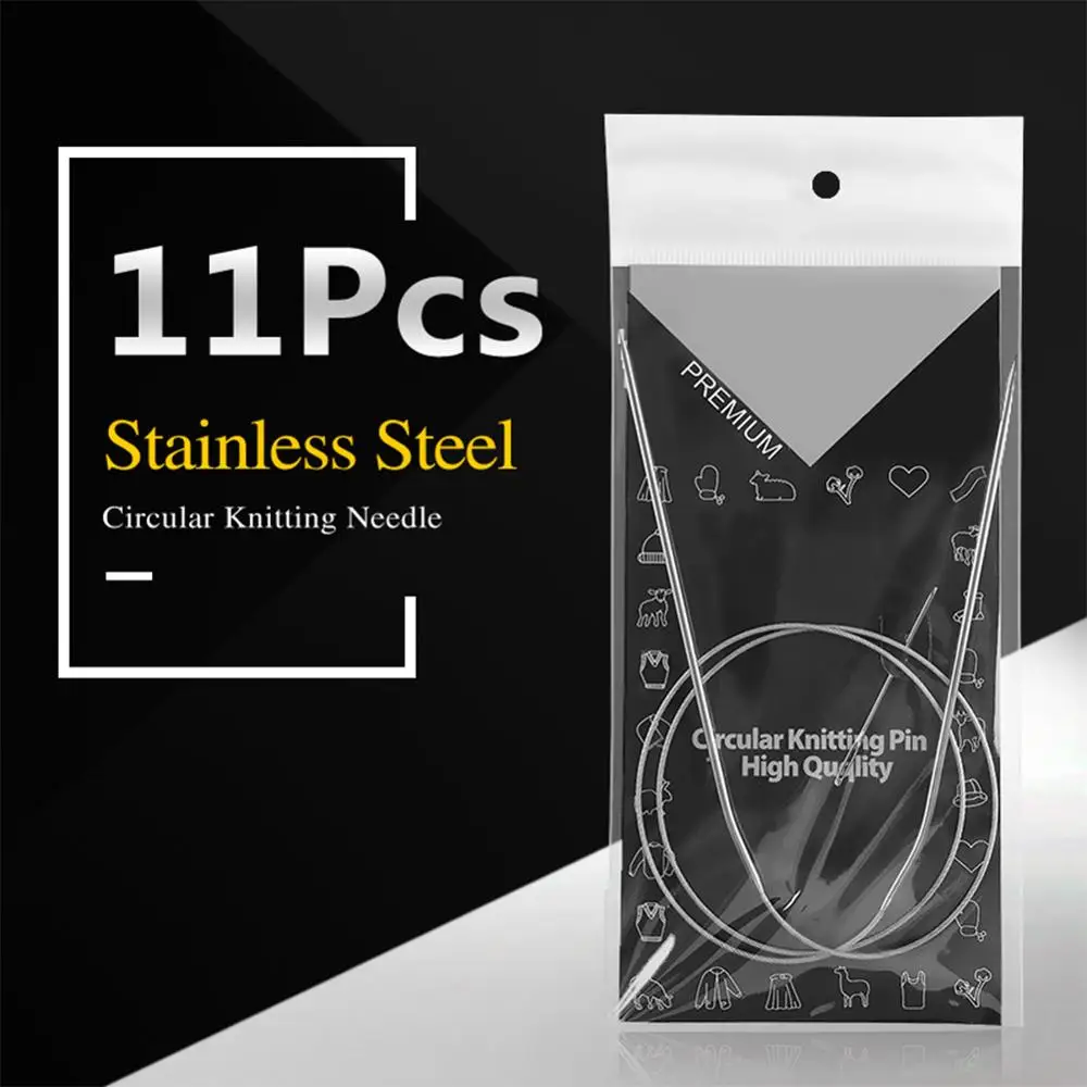 

11Pcs 80cm Stainless Steel Circular Knitting Needle Crochet Sewing Needles Weaving Pins Needlework Tools Craft Tools