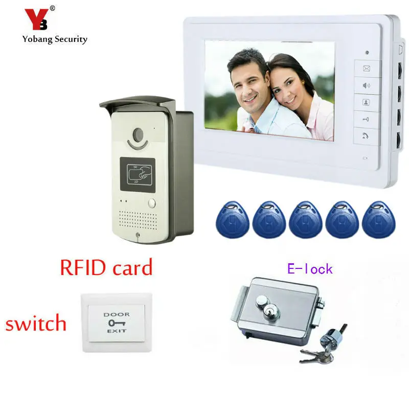 Yobang Security FREE 7\ Video Intercom Door Phone System With White Monitor 5RFID Card Reader HD Doorbell Camera Electric lock Yobang Security FREE 7\ Video Intercom Door Phone System With White Monitor 5RFID Card Reader HD Doorbell Camera Electric lock