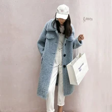 Новинка, гранулированная шерсть, Овечья стрижка, пальто для женщин, Мериносовая овечья шерсть, зимняя куртка, толстый мех, Размер большой, F1095