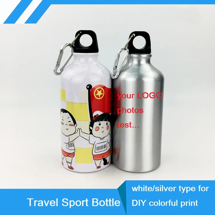 

500ML Bottle DIY customize colorful print LOGO photo Travel Sport Easy take for bike with hook for bag Aluminium Portable MAZWEI