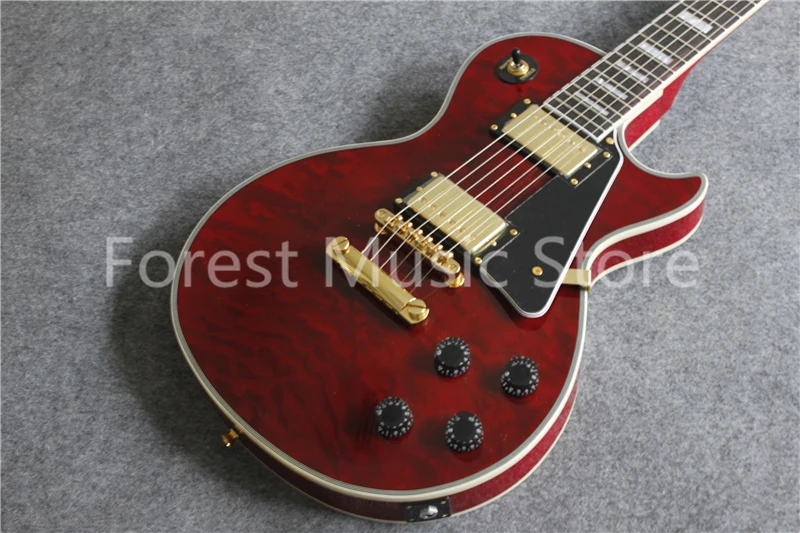 

High Quality Red Quilted Finish Suneye LP Custom Electric Guitar With Gold Hardware Left Handed Custom Available