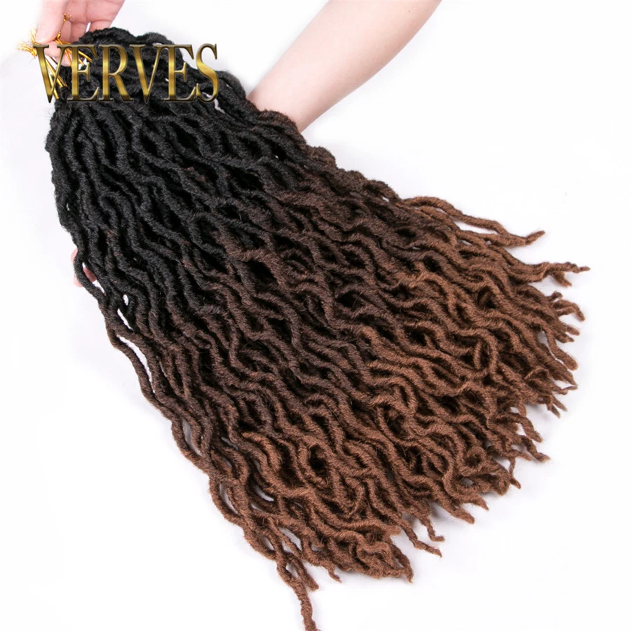 VERVES Ombre Faux locs Curly вязанные волосы для наращивания 20 дюймов 24 корня/упаковка вязанные косички дреды волосы для наращивания чистый черный