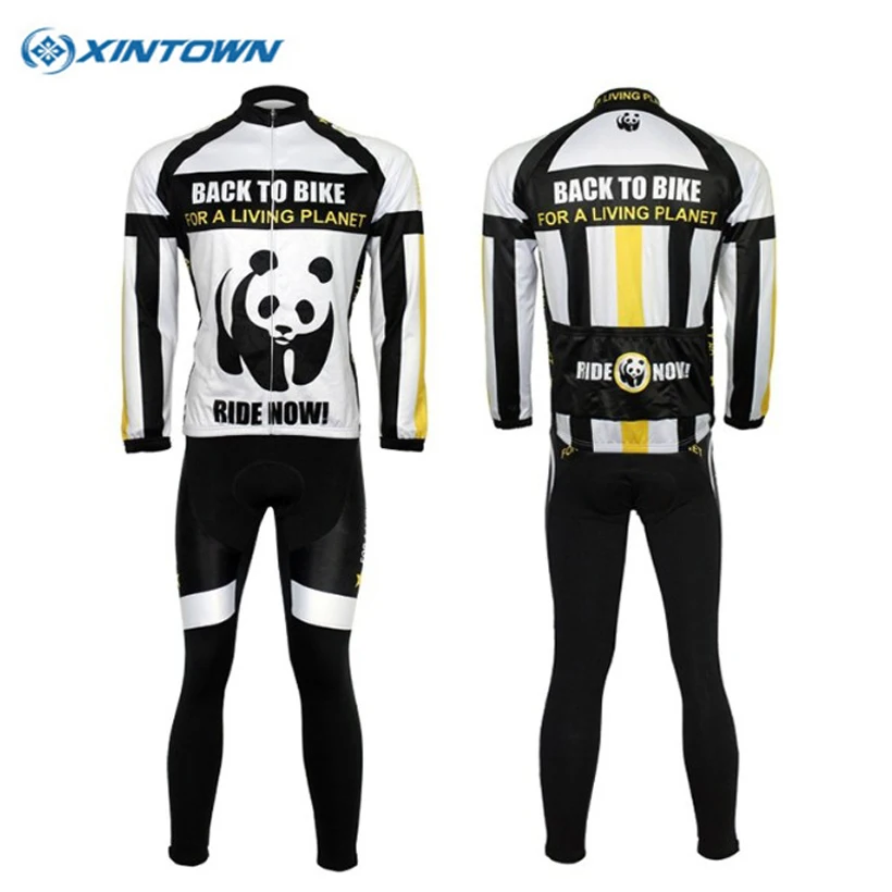 XINTOWN New Pandas cycling jersey (bib) pants set long sport mtb ropa ciclismo Spring Summer