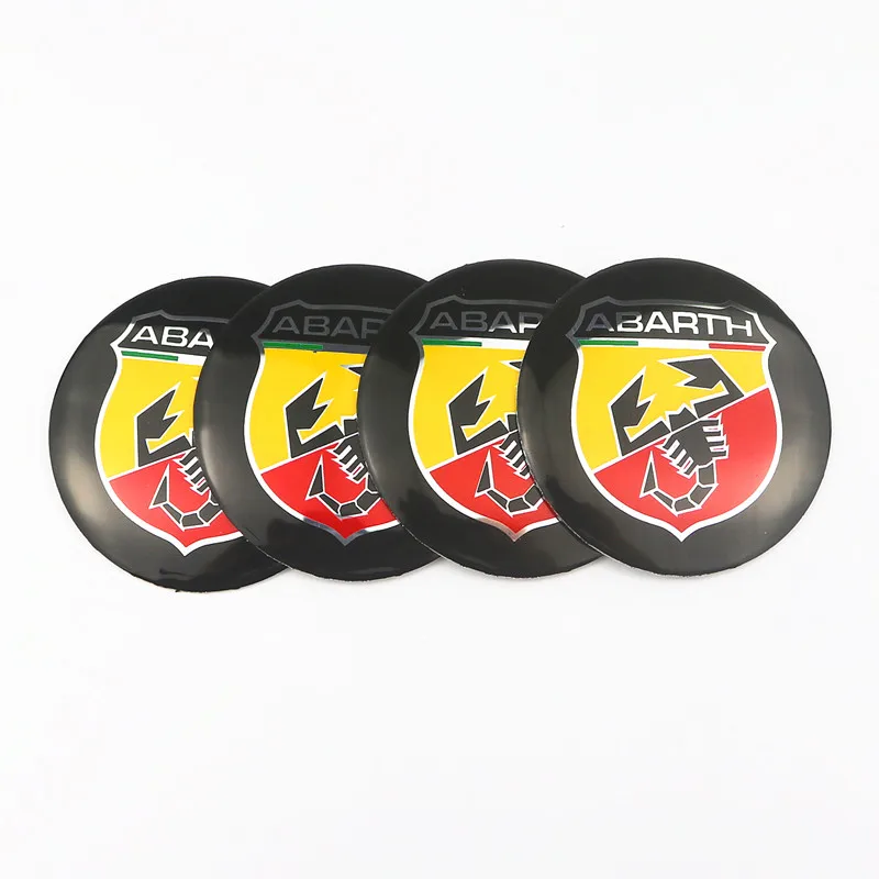 

4Pcs 56mm Car Tire Wheel Center Hub Cap Hubcap Sticker Emblem Badge Decal for Abarth 500 1100 Fiat 500 Car styling
