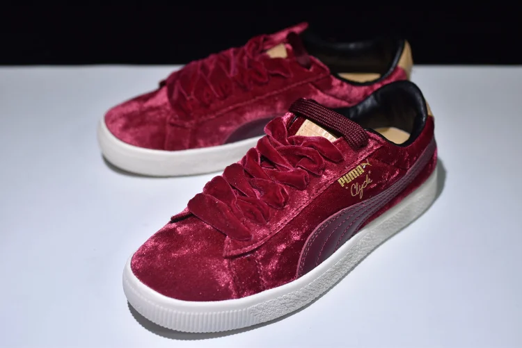 

2018New style 2017 PUMA women CLYDE x EXTRA BUTTER New York King velvet sexy leisure sport feathered shoes