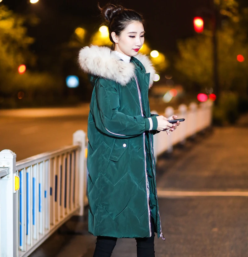 Дизайн, Зимняя женская куртка высокого качества, Женская длинная парка с капюшоном и мехом, теплое плотное Женское пальто
