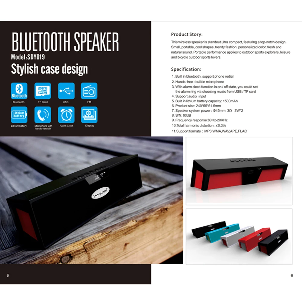 Dbigness портативный динамик s HiFi Bluetooth динамик Lcd с микрофоном Поддержка FM радио Micro SD TF карта линия в Play стерео звуковая коробка