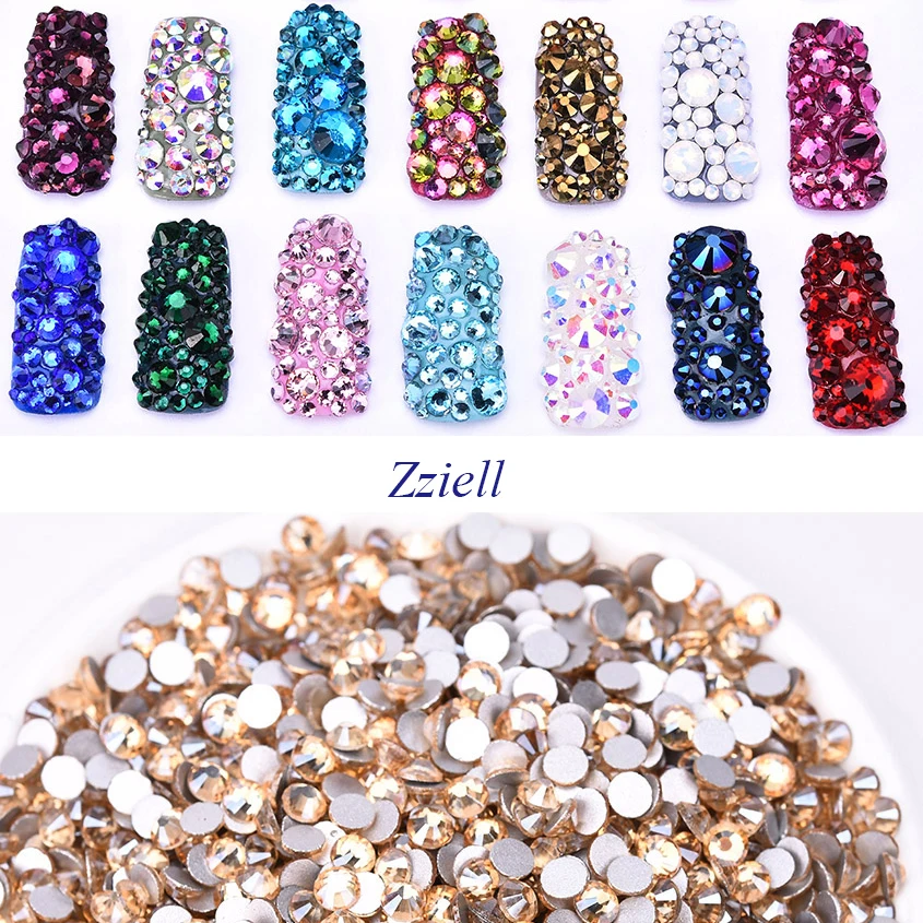 

Zziell SS3-SS30 & Mix Size Champagne Flat back Non Hotfix Rhinestones Crystal Light Peach Rhinestone For Nail Arts Phone Case