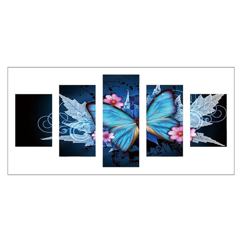 

HOT-Butterfly 5D DIY Full Drill Colorful Diamond Painting 5-pictures Combination Kit Set