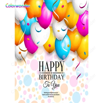 

Colorwonder Happy Birthday Photography Backdrop Viny 5x7 Baby shower Backdrop for Kids 1st Birthday Balloon Decorations Backdrop