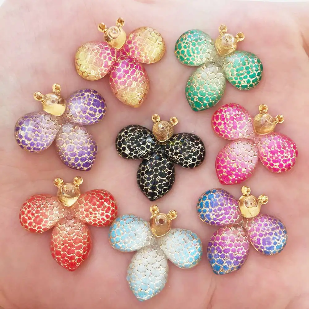 

New 10pcs Resin resin Bling Colorful Crystal bee flatback rhinestone 1 Hole Ornaments DIY Wedding appliques craft SW76