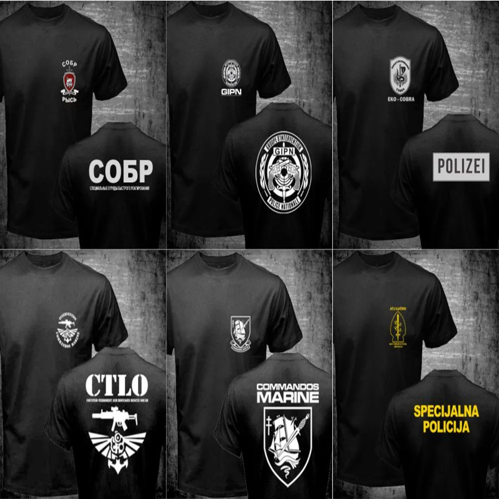 Мужские футболки русские Spetsnaz ATJ LUCKO French GIPN GIGN Navy CTLO Nepal RGR EKO COBRA Австрия полиция