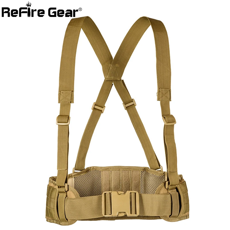 

ReFire Gear Molle Army Combat Tactical Belt Men SWAT Soldiers Camouflage Military Girdle Heavy Duty Paintball Waistband Belts