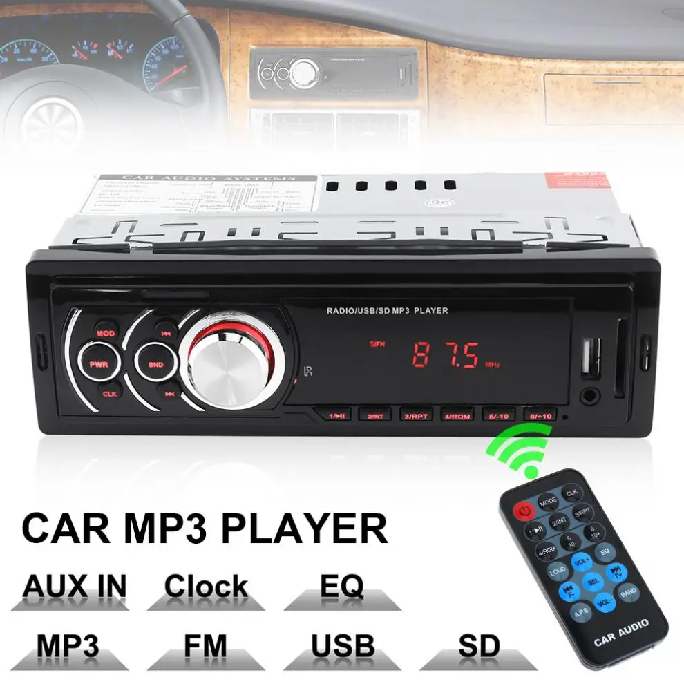 

1 DIN Digital LED Display Auto Car In-Dash Stereo Audio FM Aux Input Receiver SD USB MP3 WMA Radio Player with Remote Control