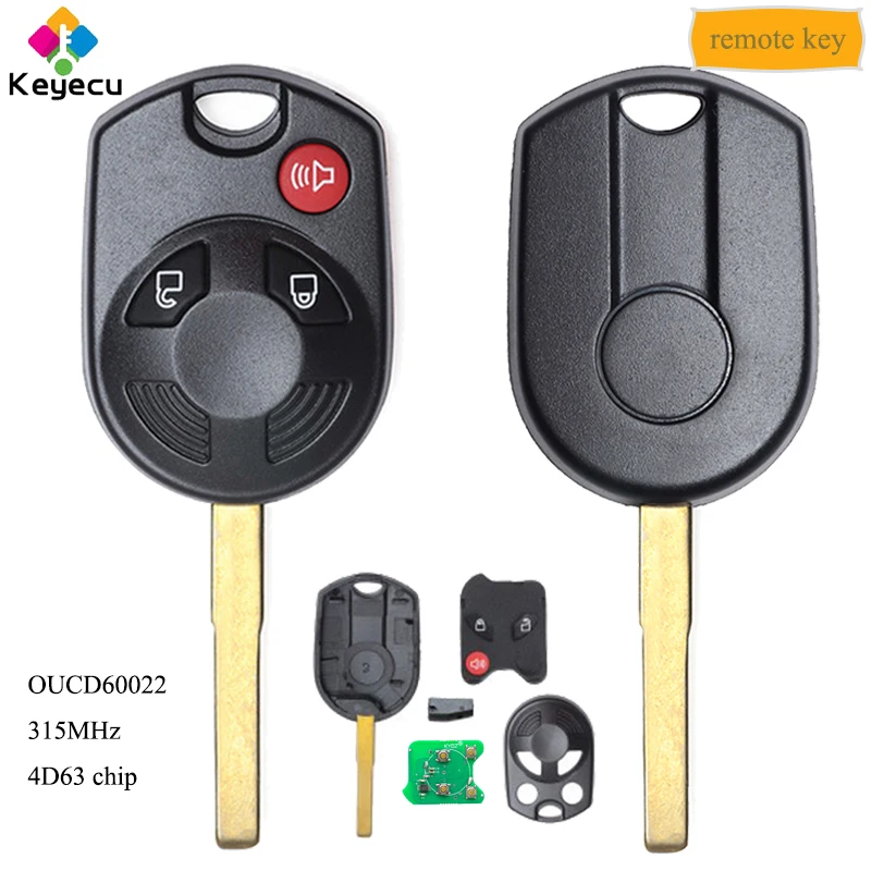 

KEYECU Keyless Entry Remote Control Key With 315MHz 4D63 80 Bit - FOB for Ford Escape Fiesta Transit Connect 2011-2016 OUCD60022