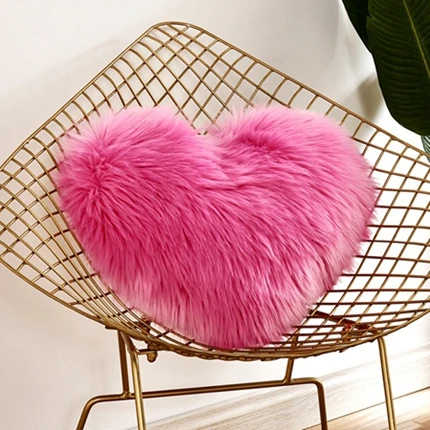 Fluffy Soft Plush Throw Pillow Covers Sofa Car Decor Shaggy Cushion Cover Heart Shaped Faux Wool Fur Decorative Pillows Case - Цвет: Cushion cover4