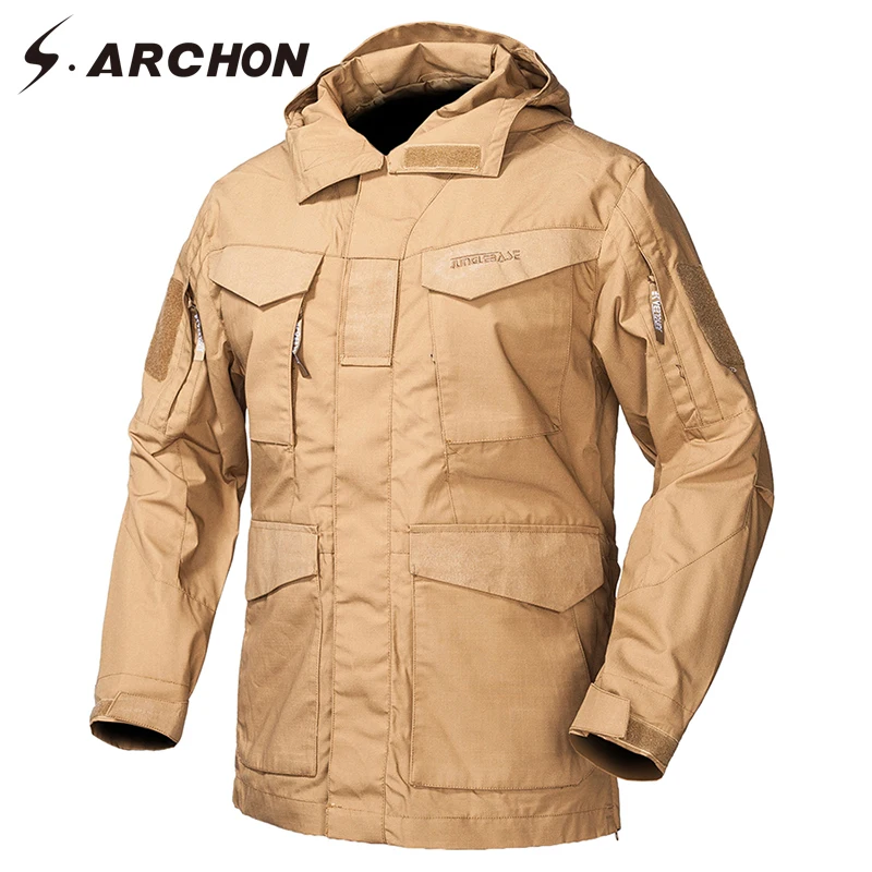 

S.ARCHON Tactical Jacket Men Autumn Hooded Jungle Jacket Field Military Jacket Coat Waterproof US Army Solider Windbreaker