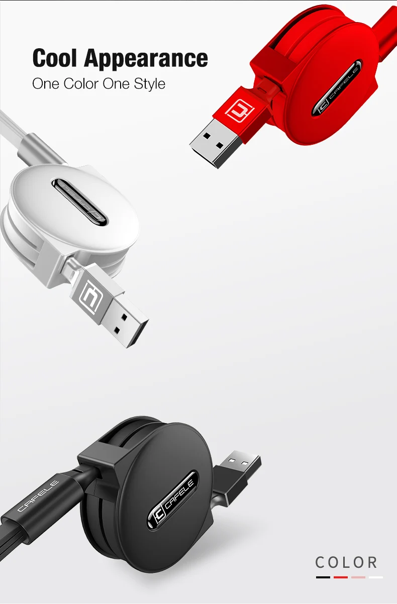 Cafele 3 в 1 Выдвижной USB кабель для iPhone Micro usb type C плоский кабель Быстрая зарядка для iPhone кабель+ Micro USB+ type-C