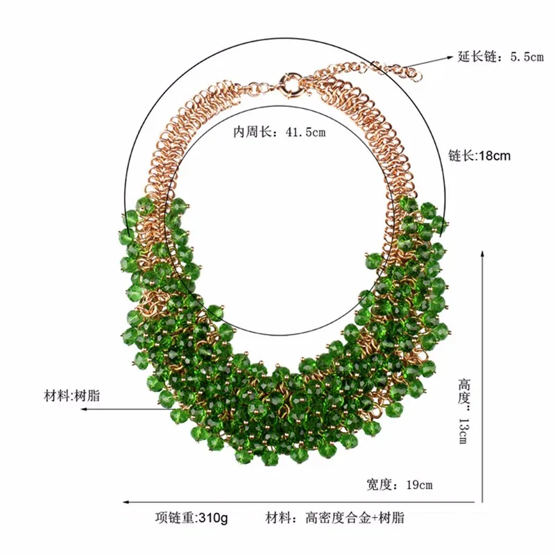 Новая мода богемное зеленое большое короткое ожерелье ювелирные изделия для женщин Многослойные африканские бусы Воротник Колье в этническом стиле колье
