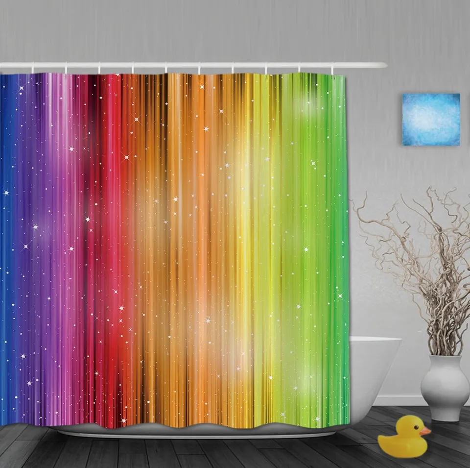 Magie Gestreiften Regenbogen Duschvorhange Wasserdichtes Gewebe Bad Vorhang Mit Haken Benutzerdefinierte Duschvorhang Fur Wohnkultur Curtains Waterproof Rainbow Shower Curtainshower Curtain Waterproof Aliexpress