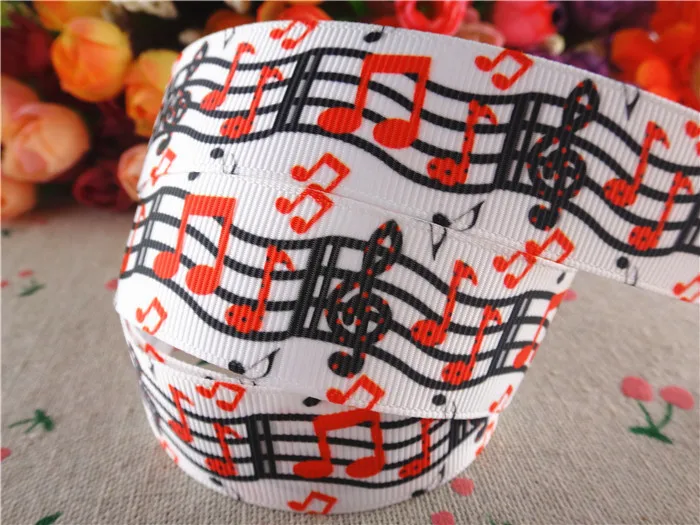New arrival 1'' (25mm) 10 yards musical note printed grosgrain ribbons