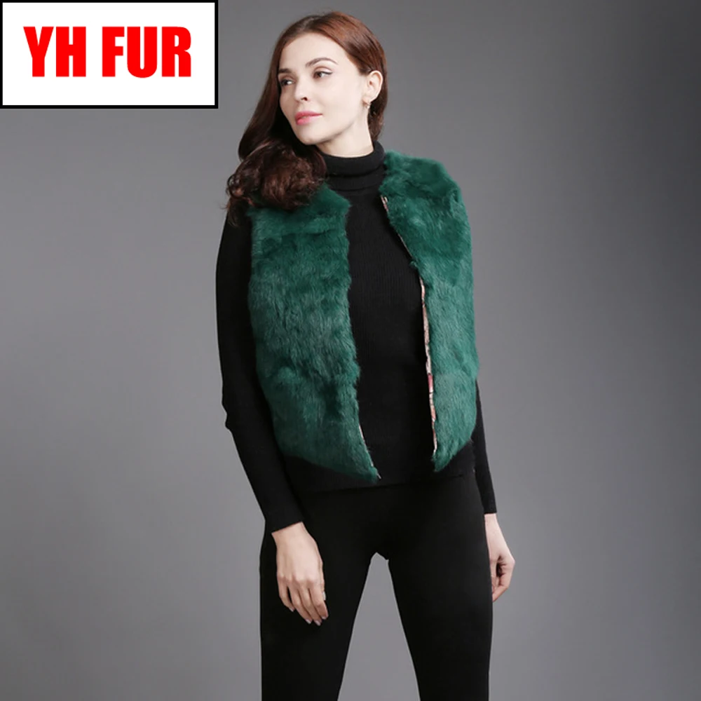 

2019 Brand Real Rabbit Fur Short Style Vest Winter Lady Real Natural Rabbit Fur Gilet New Casual Women Real Rabbit Fur Waistcoat
