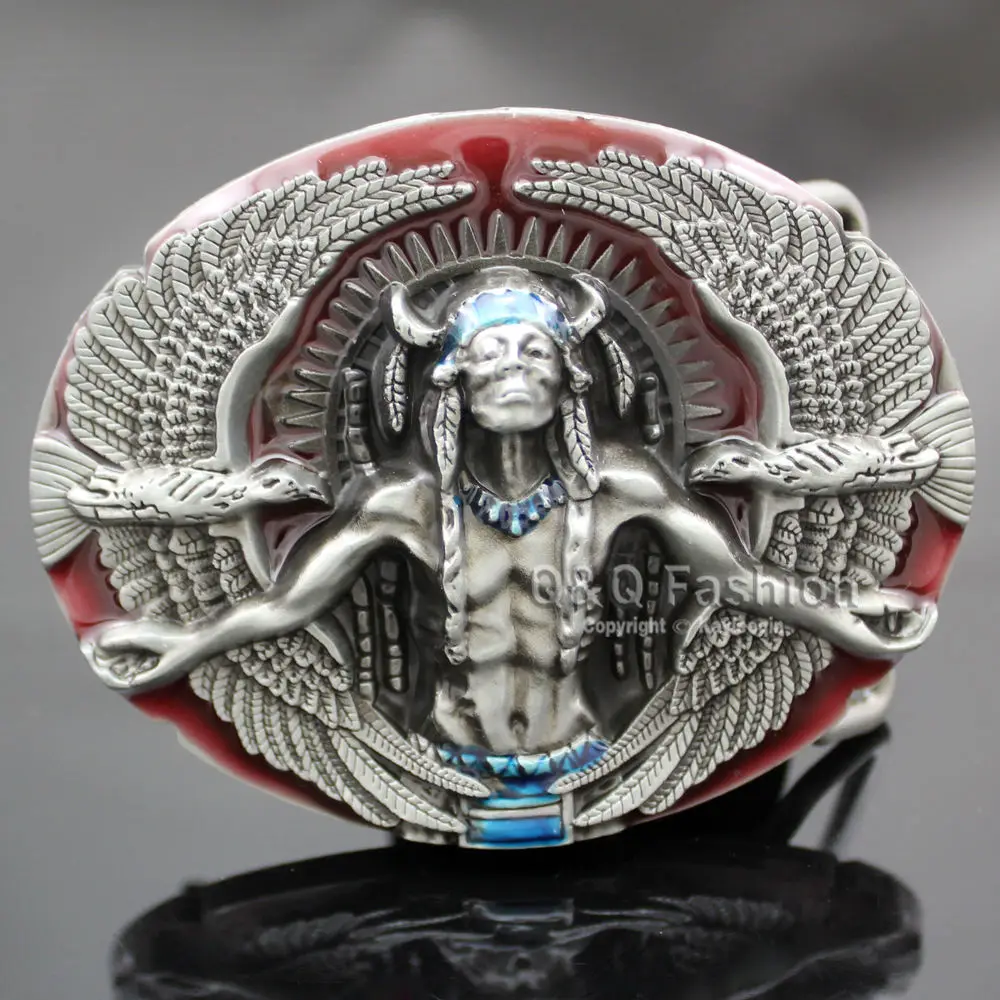Старинное серебро 3D Индеец нагваль 2 Eagles Rodeo Зуни Навахо кожа Cinto тактический ремень пряжка для Для мужчин ювелирные изделия