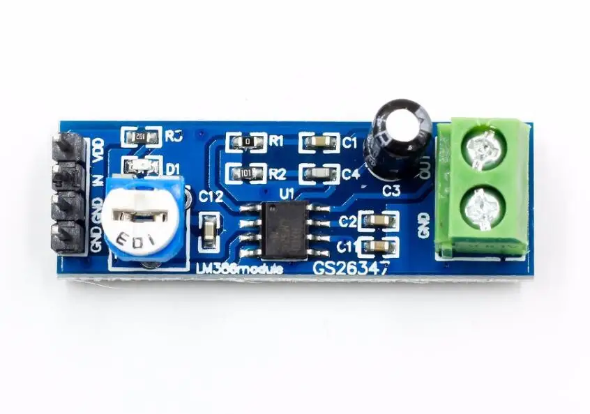 DIY LM386 Super Audio Amplifier 200X Gain LM386 Mono Amplificador Module  Board 5 12V Connector|Connectors| - AliExpress