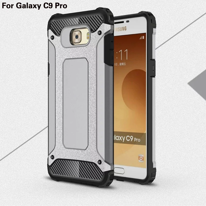 

Soft Silicon + PC Hard Armor Anti-knock Back Cover Fitted Case For Samsung Galaxy C9 Pro