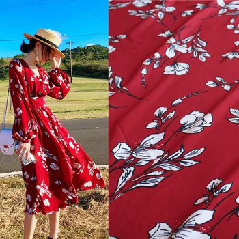 

145cm printed fabric meter without perspective chiffon fabric material drape scarf shirt dress polyester pajamas fabric