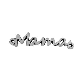 

20pcs Spanish Connector,Bracelet Connector,Bracelet Tag,Espanol,Tibetan Silver,Curved Sideway,"Mama"-10061002