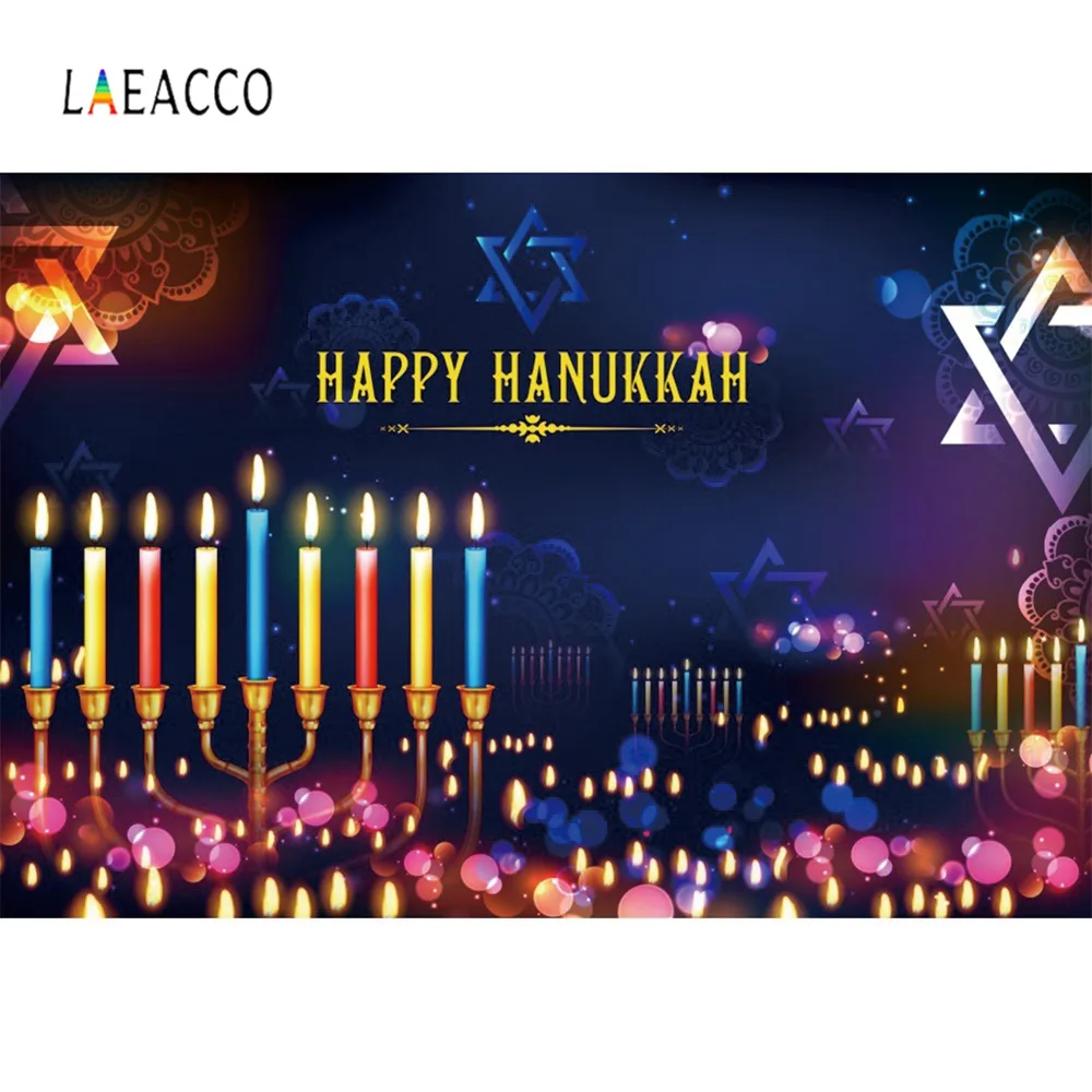 

Vinyl Backdrops For Photography Happy Hanukkah Rosh Hashanah New Year Party Candle Polka Dots Portrait Photography Backgrounds