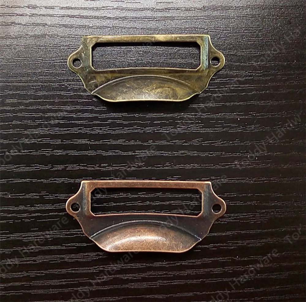 30pcs 69*29mm Antique Brass / Red Copper Vintage Metal Label Pull Frame