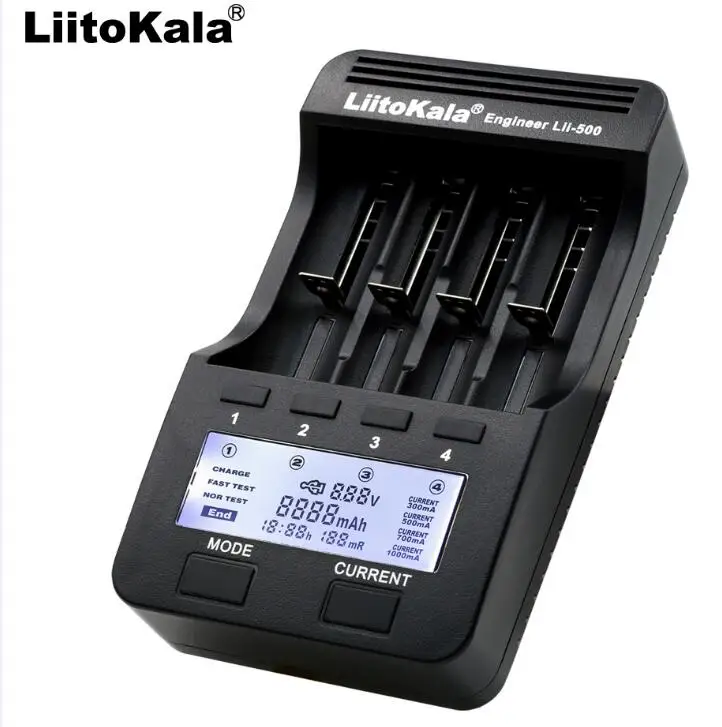 Умное устройство для зарядки никель-металлогидридных аккумуляторов от компании Liitokala: Lii-500 Lii-PD4 Lii-500S Lii-PL4 Lii-S4 sbattery Зарядное устройство 18650 21700 26650 АА Зарядное устройство 18350 18500 17500 25500 батарея - Цвет: Lii-500 Only charger