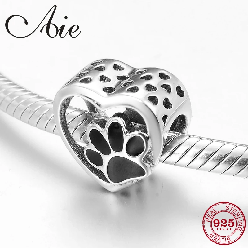 

Fashion 925 Sterling Silver heart animal footprint shape beads Fit Original Pandora Charm Bracelet Jewelry making