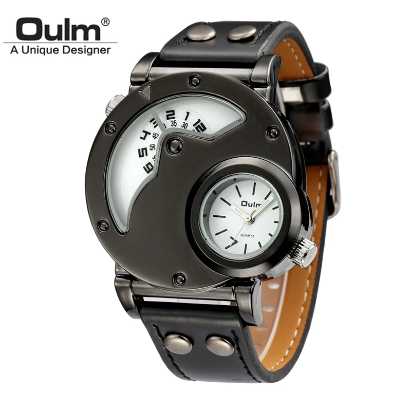 Prix pour OULM Marque De Luxe Marque Montres Hommes Armée Militaire Dual Time Mouvement Mens En Cuir Starp Quartz Montre-Bracelet relogio masculino Prix pour OULM Marque De Luxe Marque Montres Hommes Armée Militaire Dual Time Mouvement Mens En Cuir Starp Quartz Montre-Bracelet relogio masculino