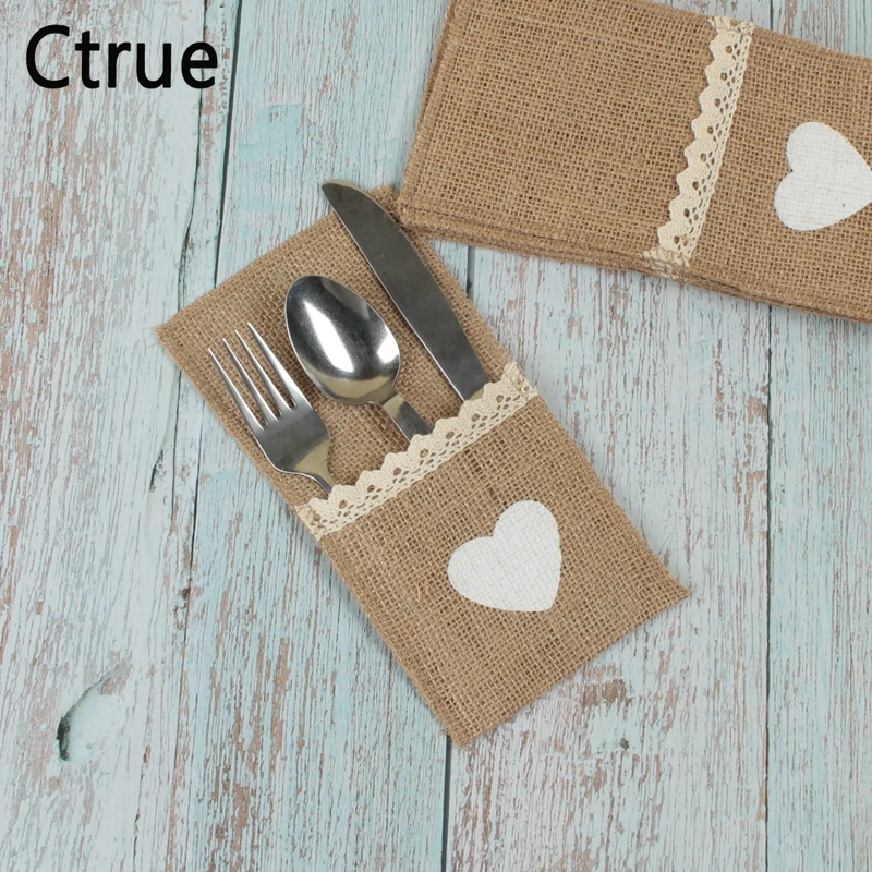 Us 8 0 23 Off 12pcs Lot Jute Hessian Burlap Cutlery Holder Silverware Pockets Rustic Wedding Table Decoration Decoracion Vintage In Party Diy