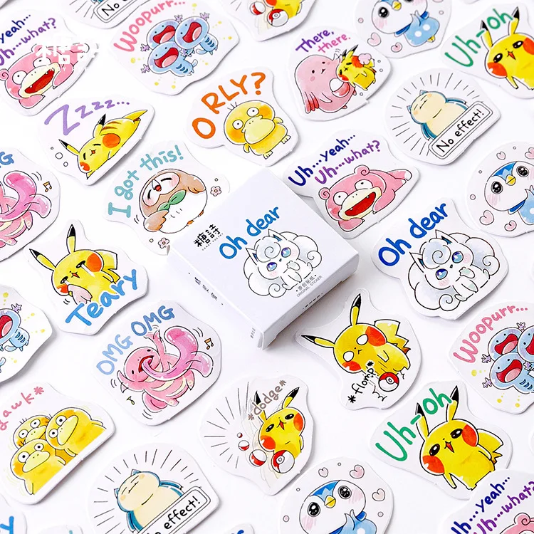 45 шт. японские модные забавные наклейки Покемон 4,4*4,4 см альбом для стикеров журнал наклейки kawaii Дети стационарные
