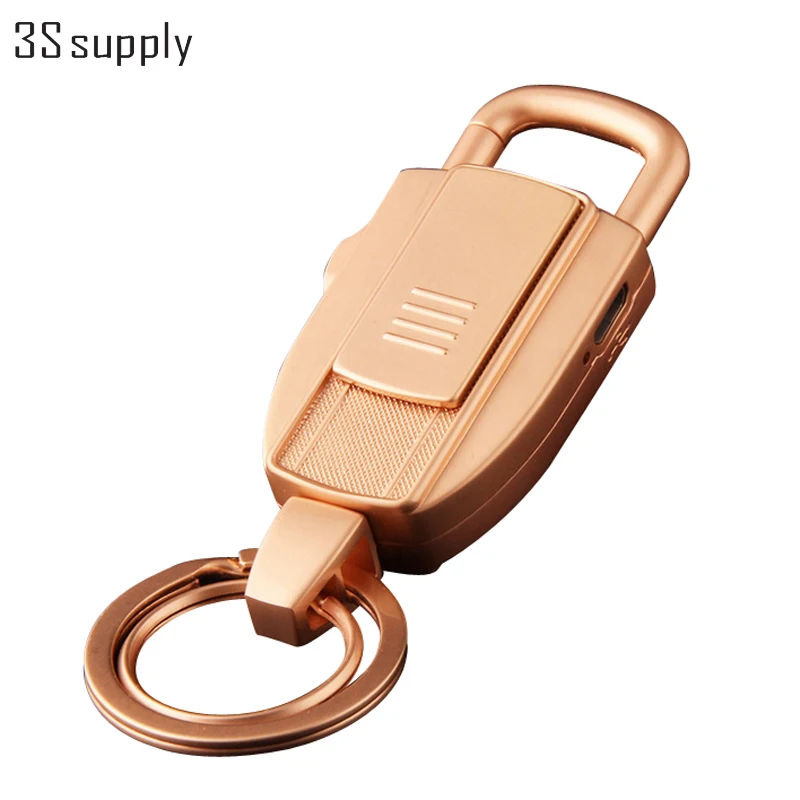 Mini Metal font b USB b font Lighter Windproof Rechargeable Electronic Lighter Cigarette Lighters Key Ring