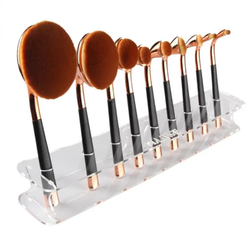 9 Hole Microscler Makeup Brush Holder Drying Rack Organizer Cosmetic