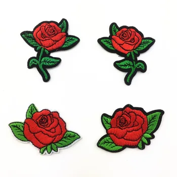 

Red Flower Applique Embroidery Patch Fabric Sticker Iron-on Patch Cloth Accessories