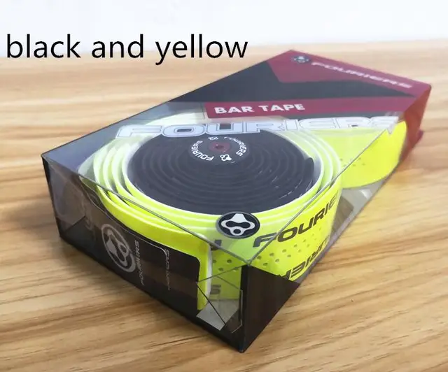 1 set Fouriers Road Bike Handlebar Tape Belt Bicycle Cycling Handle Cork Waterproof Handlebar Tape Wrap black and yellow