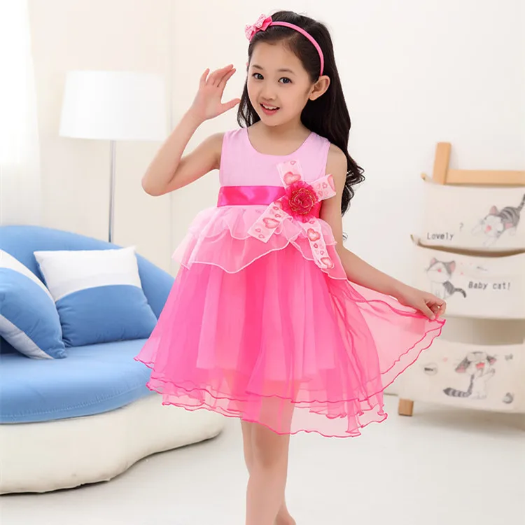 Big girl dress party Princess Girl dress chiffon lace Big Floral summer